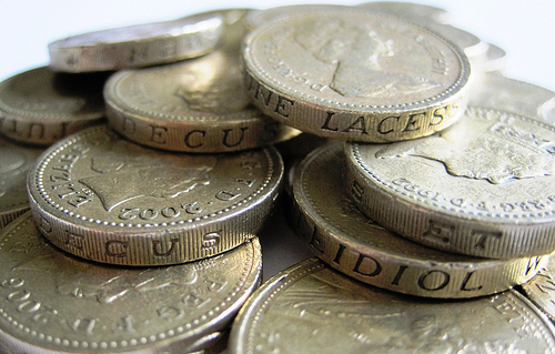 Images of money, pound coins